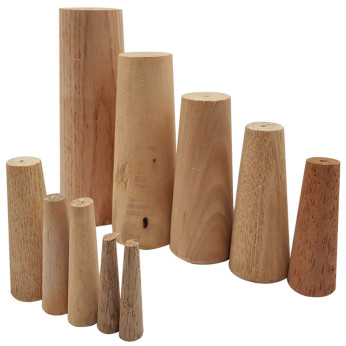 Sats med koniska nödtätningar i trä – 10 st. (8–38 mm)