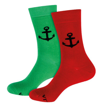 Strumpor med ankare röd/grön